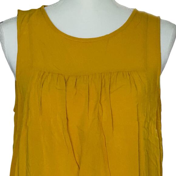 LOFT Women's Pleated Yoke Tank Top Blouse in Yellow-Size M‎ - Picture 2 of 6